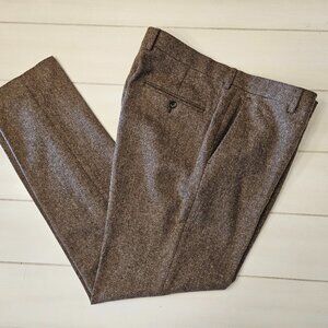 J.Crew Ludlow Brown Herringbone Wool-Cotton Blend Pants - Size 34/32